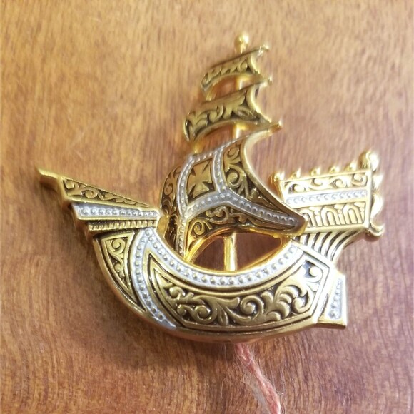 New View | Jewelry | 96s Vintagedamascene Spanish Carrack Style Ship W ...